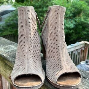 Perforated Taupe Ankle Boots